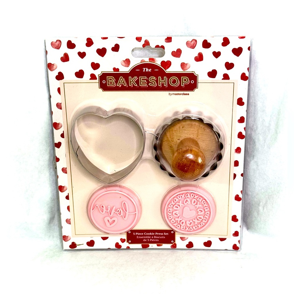 Heart Cookie Press Set - Pink and Silver